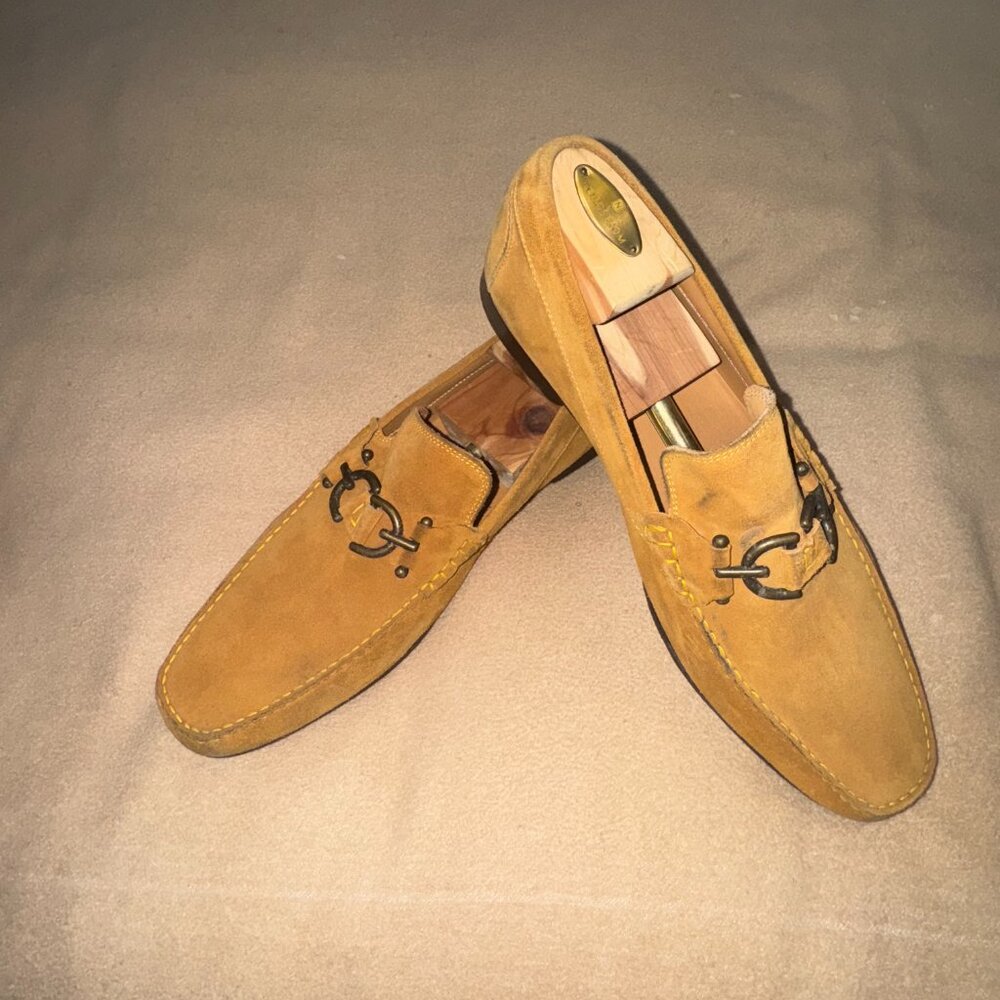 MENS YELLOW SUEDE DONALD PLINER SHOES SIZE 12M GOOD SHAPE